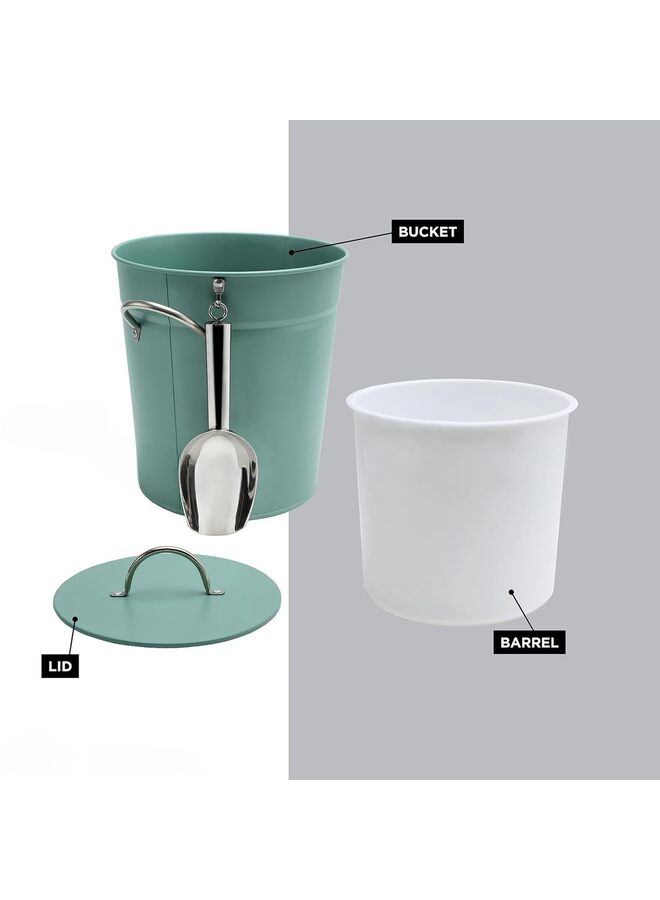 يُسلِّم دلو ثلج مع مغرفة - دلو من الفولاذ المقاوم للصدأ بمقبض وغطاء ومغرفة ثلج - للحفلات، وحفلات الشواء في الفناء الخلفي، والنزهات، والتخييم/الأنشطة الصديقة للبيئة - Image 3